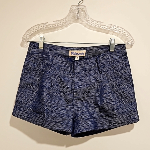 Paraella Pants - PARAELLA Silver blue metallic shorts sz 2 EUC